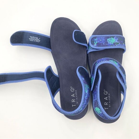 TRAQ by Alegria Blue Knit Back Strap Sport Sandals in Baby Bloomer - Picture 8 of 16